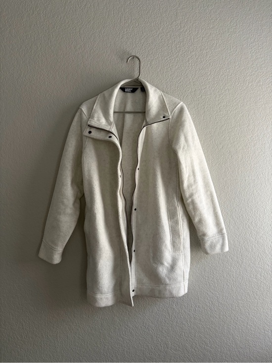 Lands' End Jackets & Blazers - Lands' End Women's Cream Long Snap-Front Coat